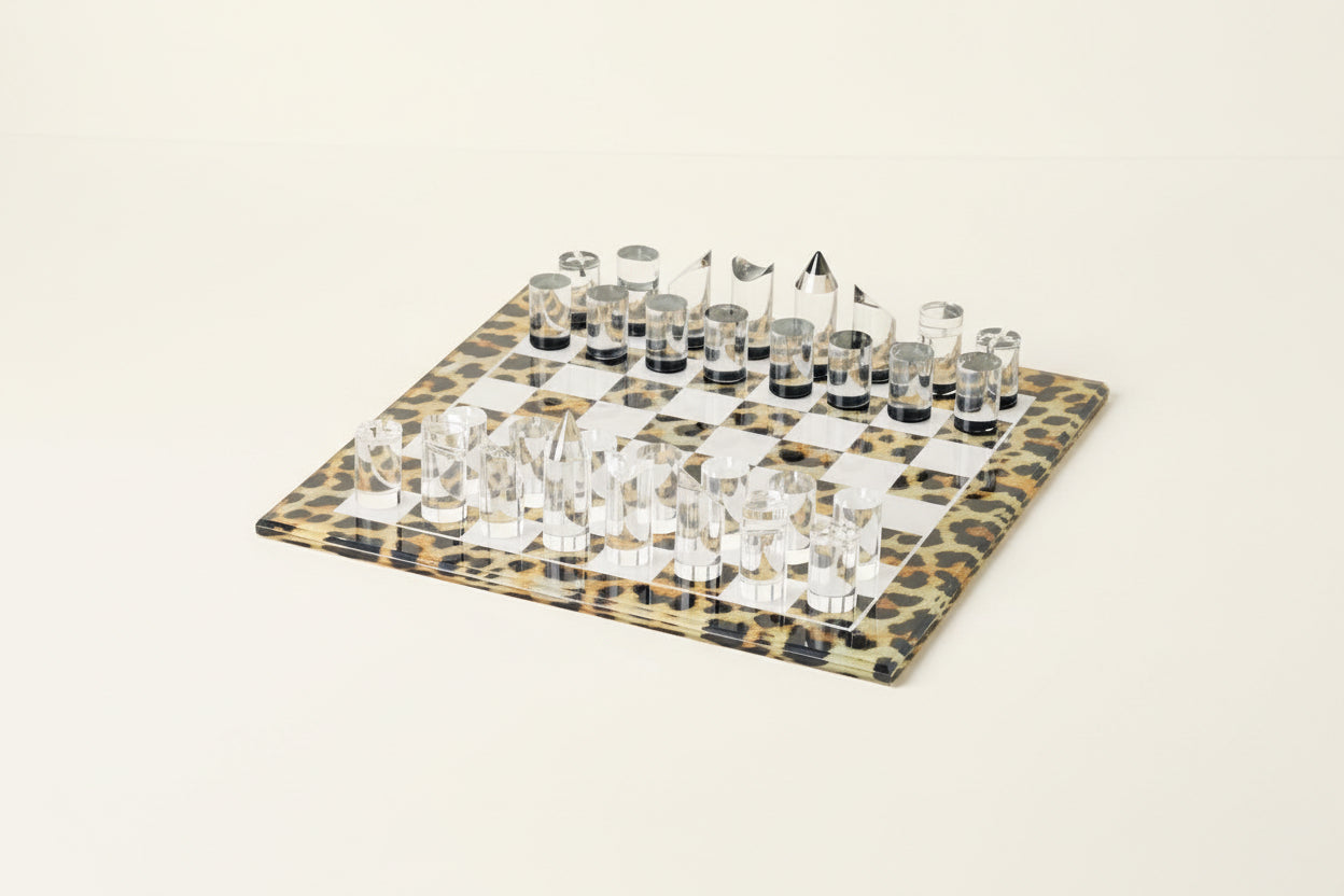 Leopard Skin Natural Acrylic Chess - nicolettemayer.com