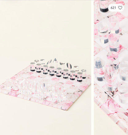 Peony Soft Pink Acrylic Chess - nicolettemayer.com