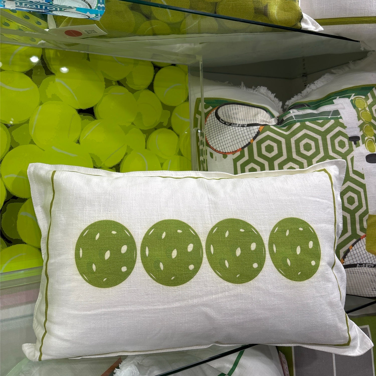Pickelballs Acid Green 20x12 White Flange Pillow