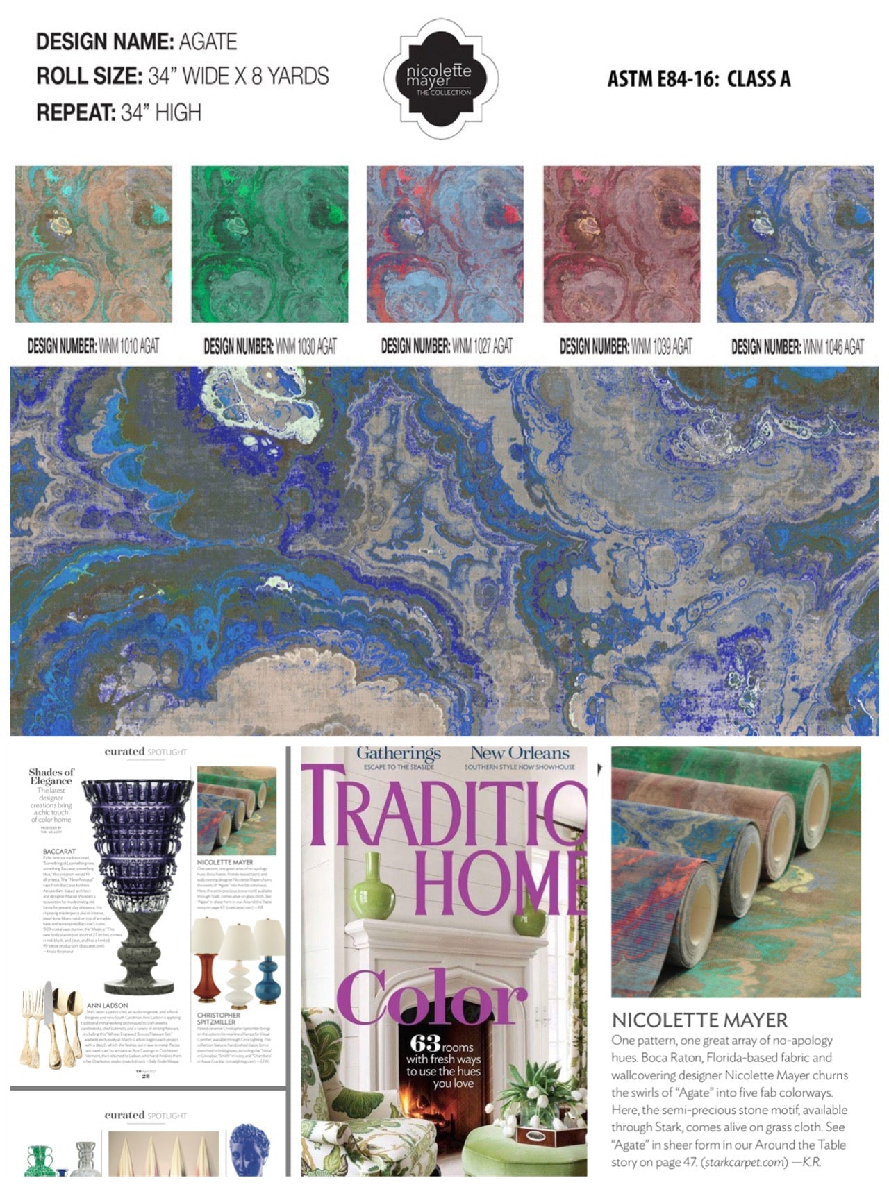 Agate Malachite Wallpaper, Per Yard