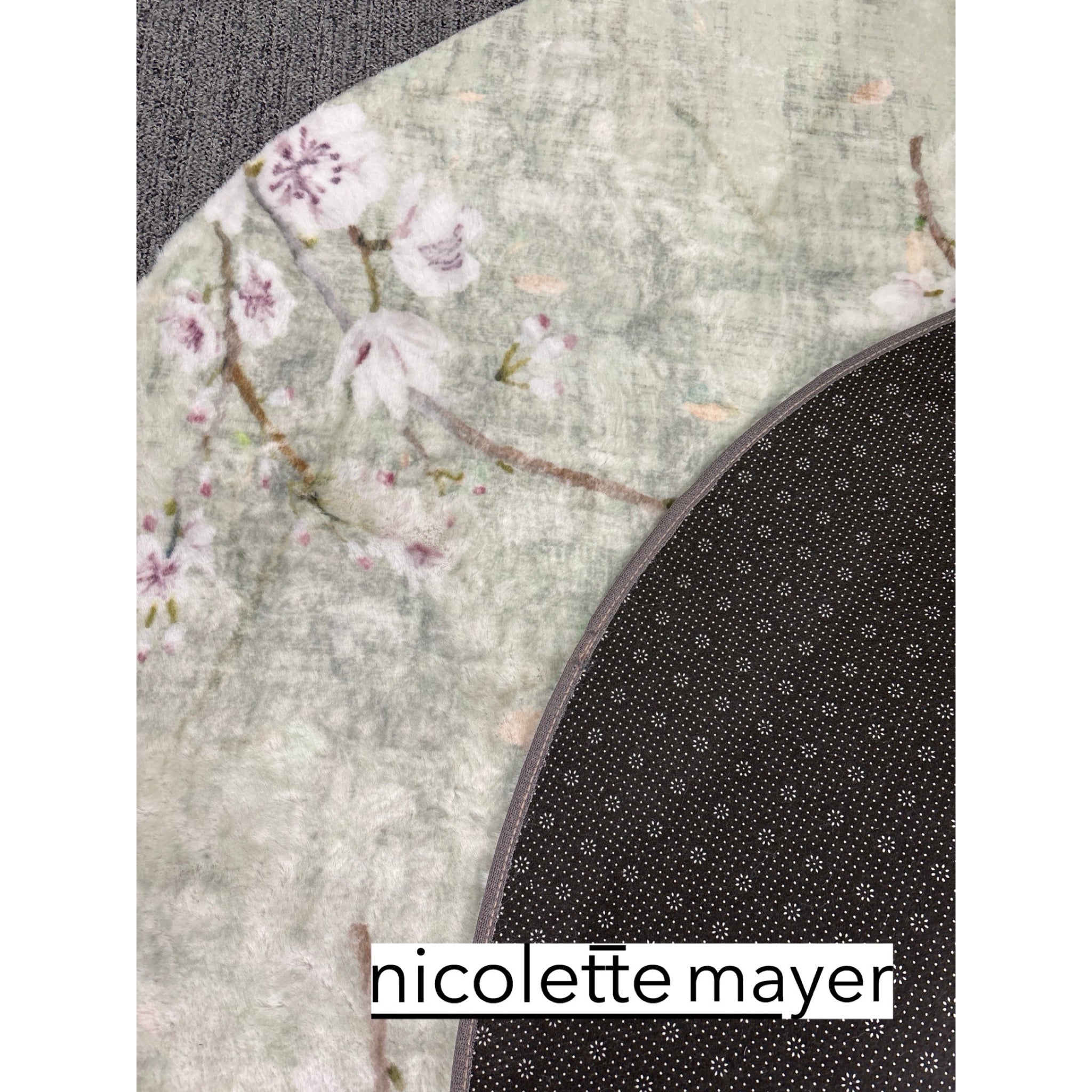 Blossom Fantasia Celadon Round Cloud Washable Rug