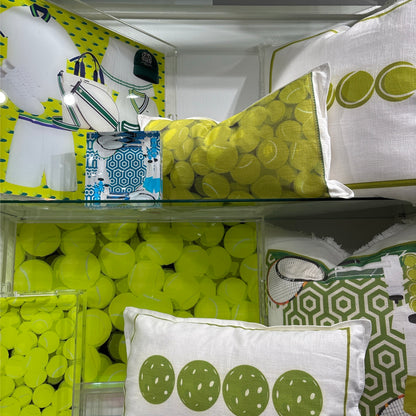 Tennis Balls 22x22 White Fringe Pillow