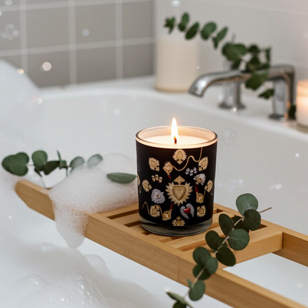 Ex Voto Sacred Hearts Black Candle