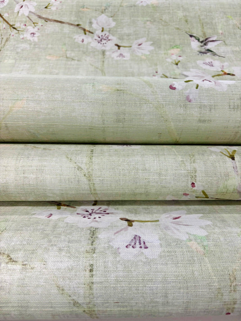 Blossom Fantasia Celadon Wallpaper, Per Yard
