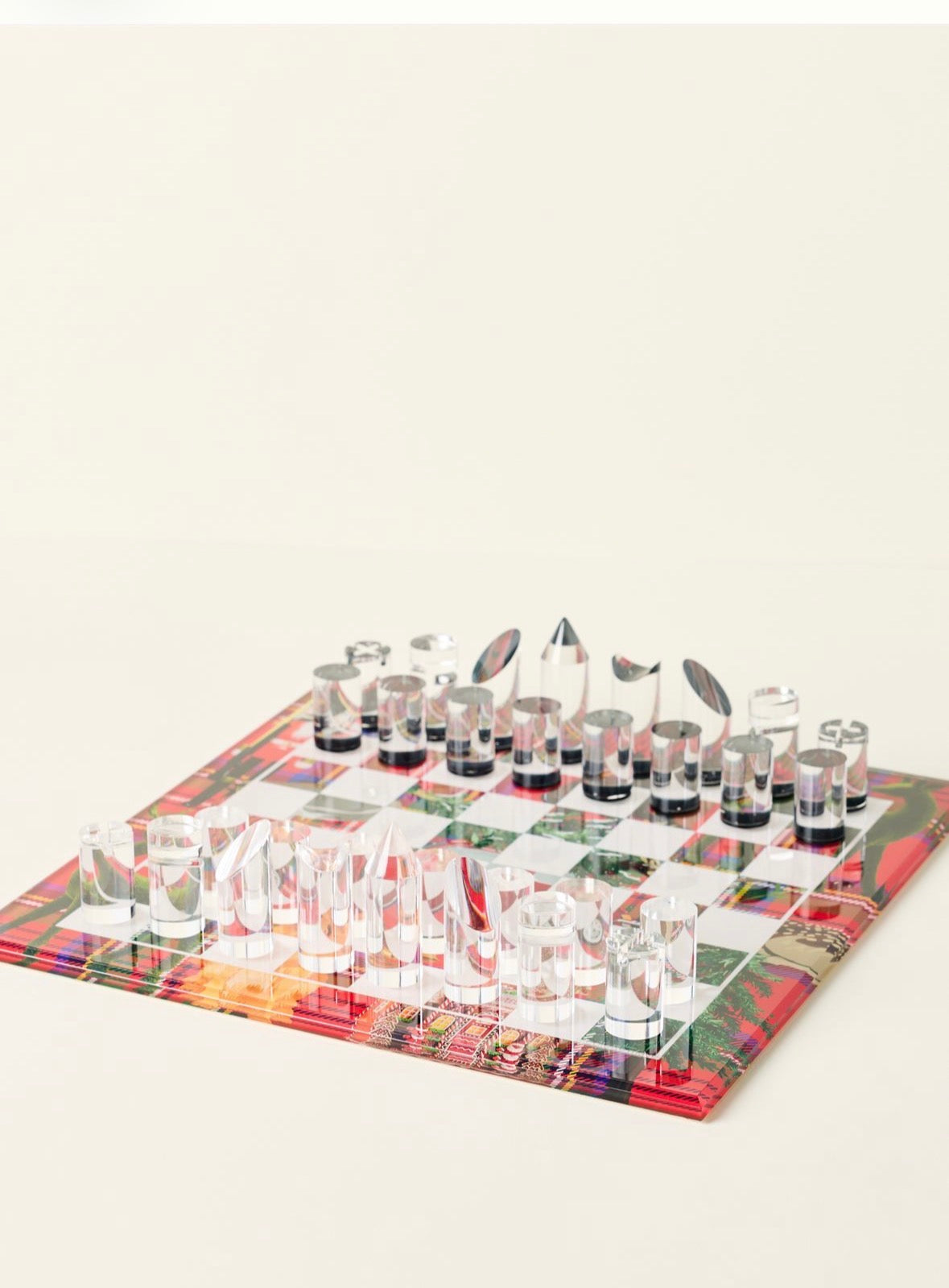 Ultimate Christmas Plaid Acrylic Chess - nicolettemayer.com