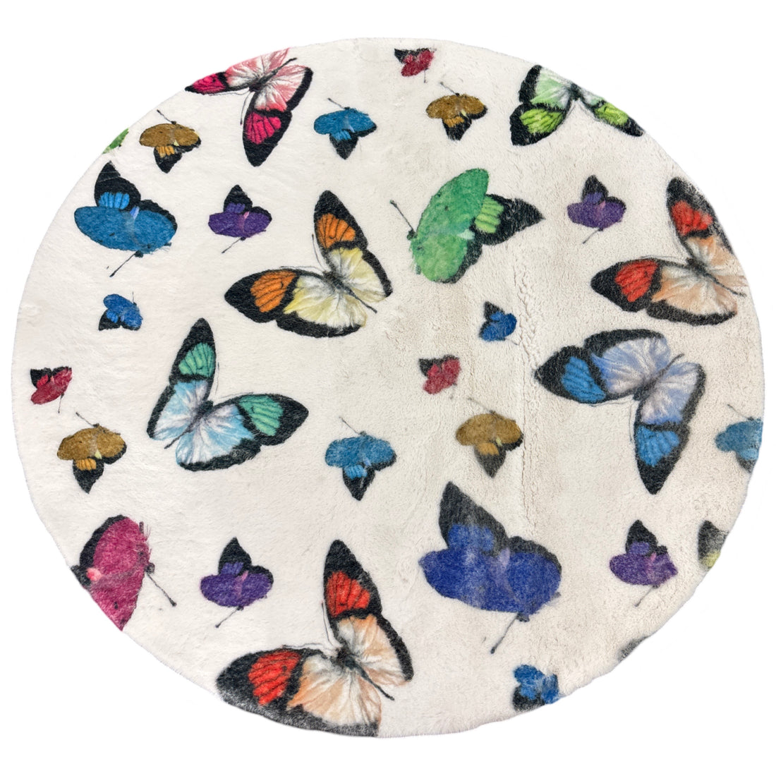 Butterflies Round Cloud Washable Rug