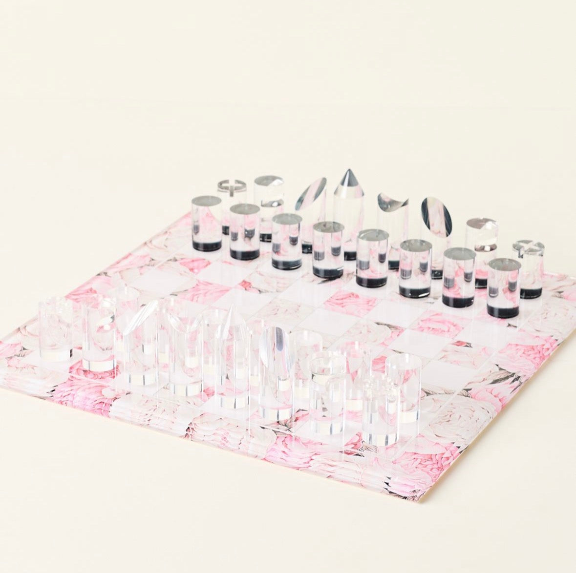 Peony Soft Pink Acrylic Chess - nicolettemayer.com