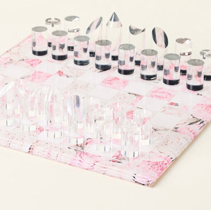 Peony Soft Pink Acrylic Chess - nicolettemayer.com