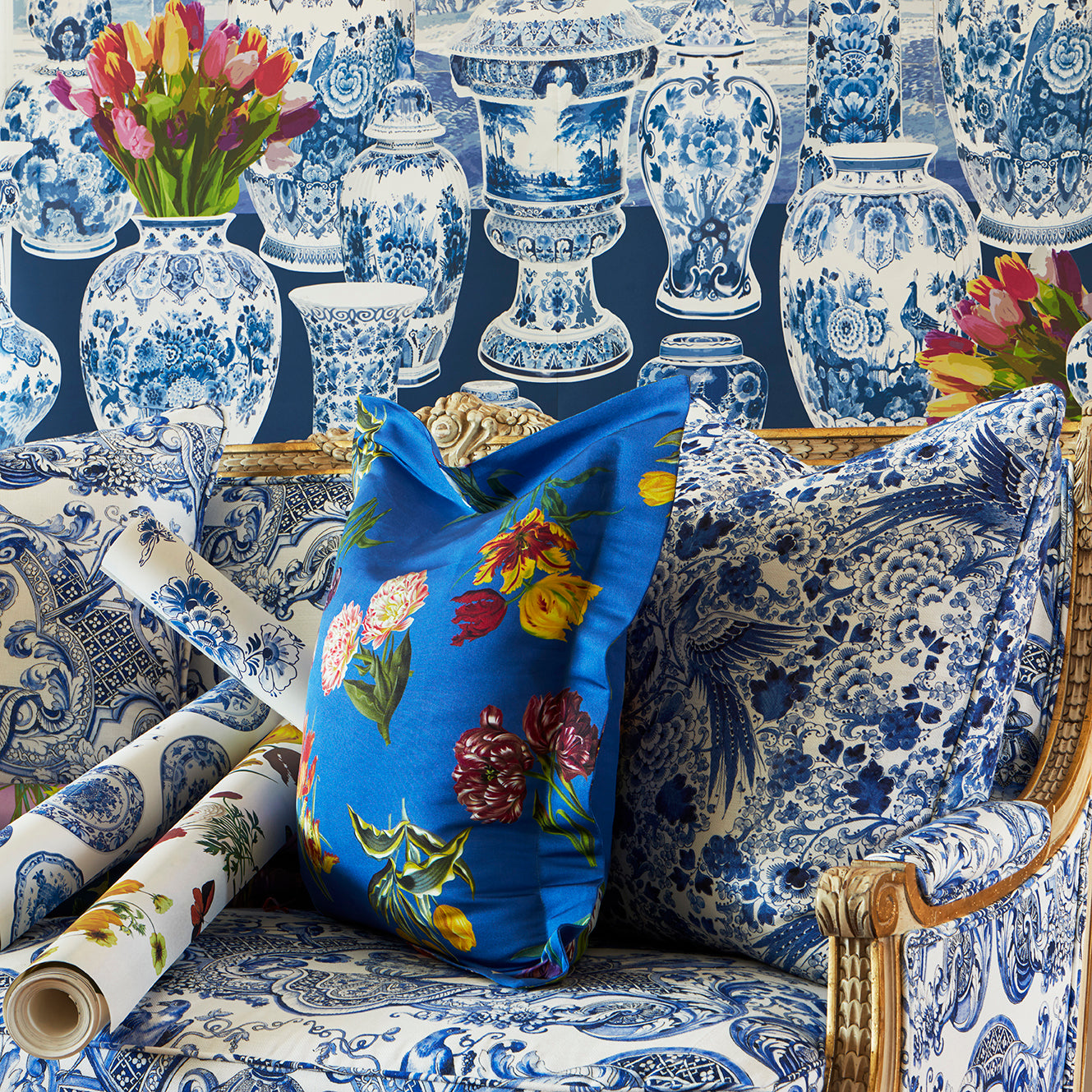 Royal Delft Garniture Acrylic Diptych – Set of 2 Modern Wall Art Panels, 48x48&quot; Overall (24x48&quot; Each)