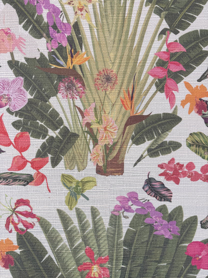 Fantasy Tropical White Wallpaper, Per Yard