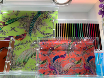 Pheasants Sauvage St Germain Acids 18X18 Acrylic Tray