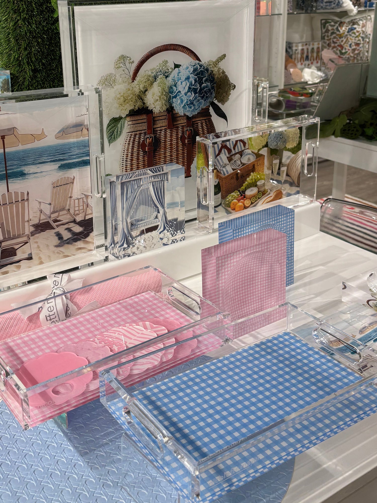 Gingham Blue Acrylic Candy Catchall Dish
