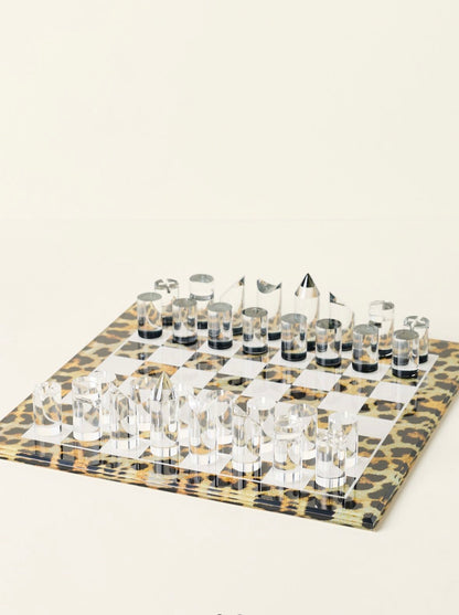 Leopard Skin Natural Acrylic Chess - nicolettemayer.com