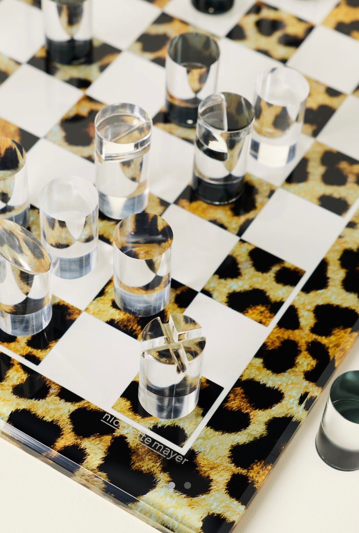 Leopard Skin Natural Acrylic Chess - nicolettemayer.com