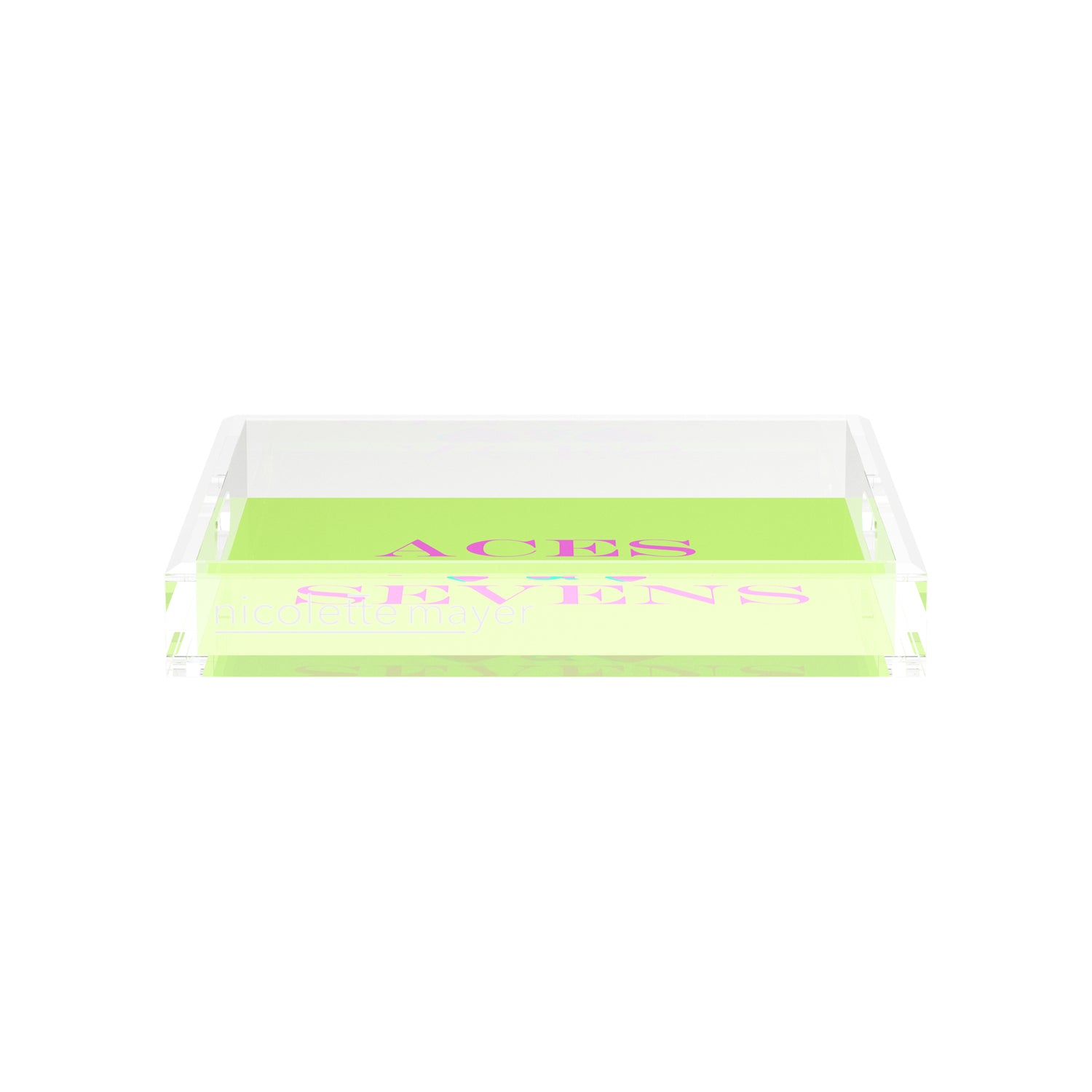 Canasta Aces and Sevens Key Lime Pink 12X12 Acrylic Tray - nicolettemayer.com 