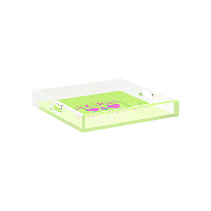 Canasta Aces and Sevens Key Lime Pink 12X12 Acrylic Tray - nicolettemayer.com 