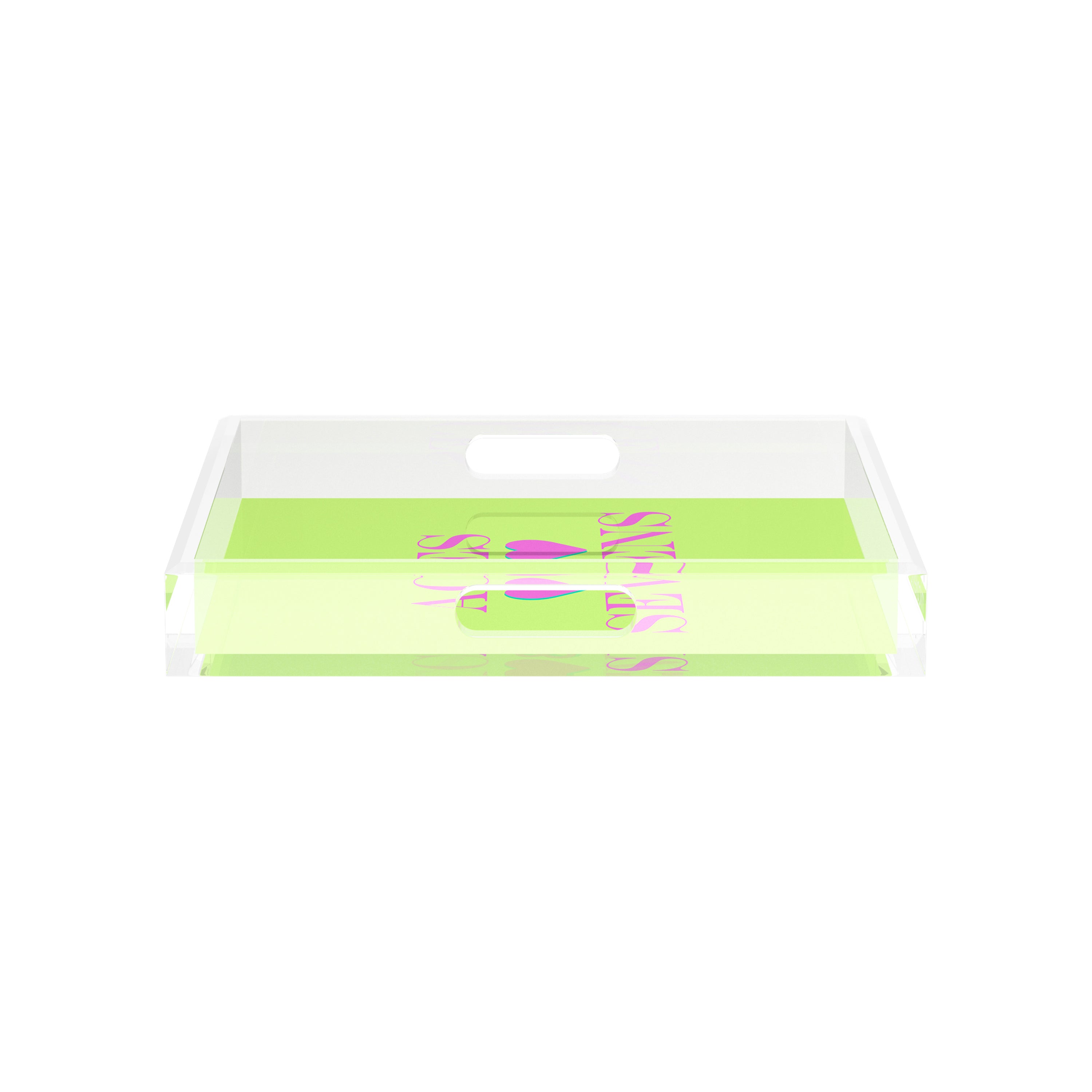 Canasta Aces and Sevens Key Lime Pink 12X12 Acrylic Tray - nicolettemayer.com 