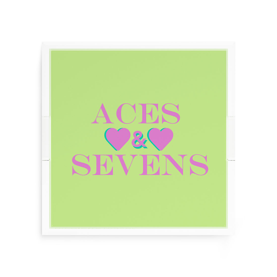 Canasta Aces and Sevens Key Lime Pink 12X12 Acrylic Tray - nicolettemayer.com 