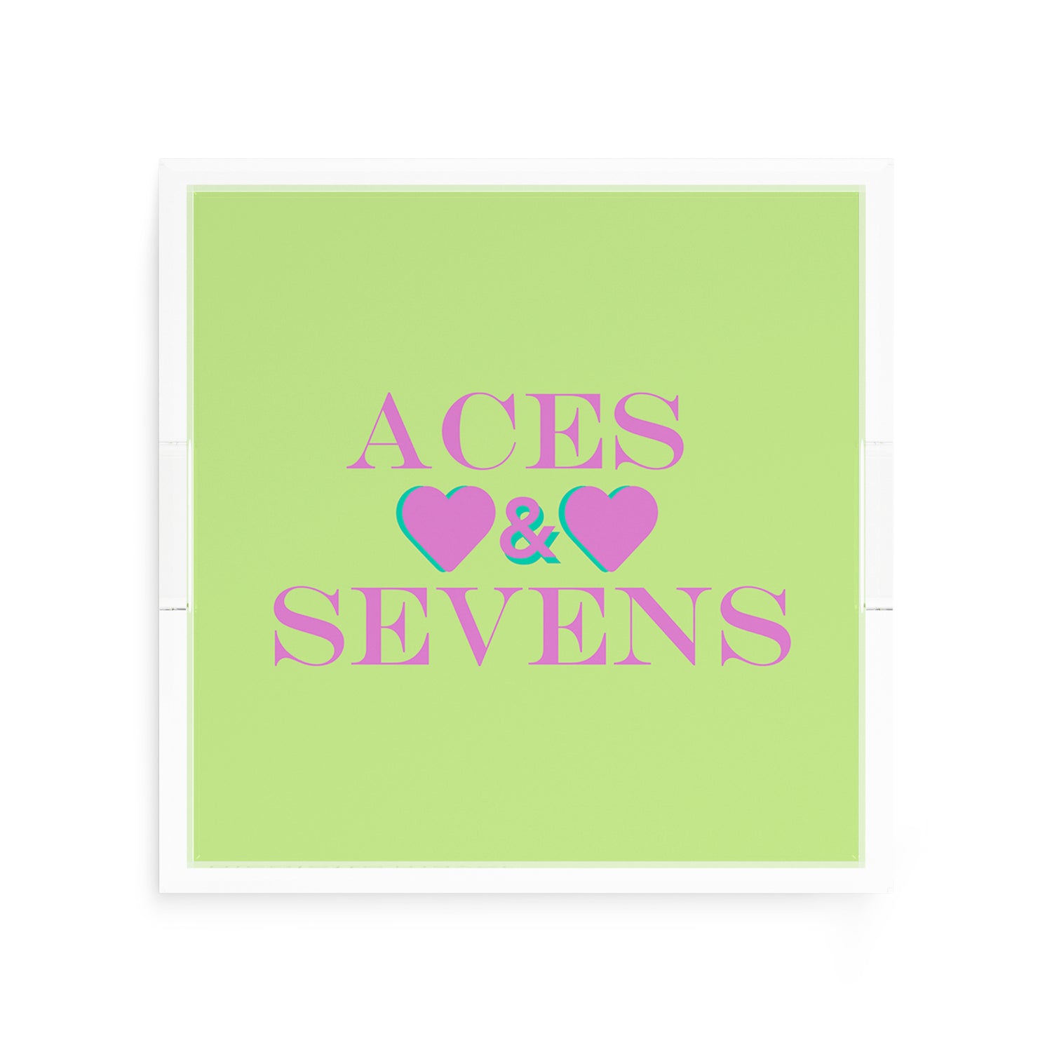 Canasta Aces and Sevens Key Lime Pink 12X12 Acrylic Tray - nicolettemayer.com 