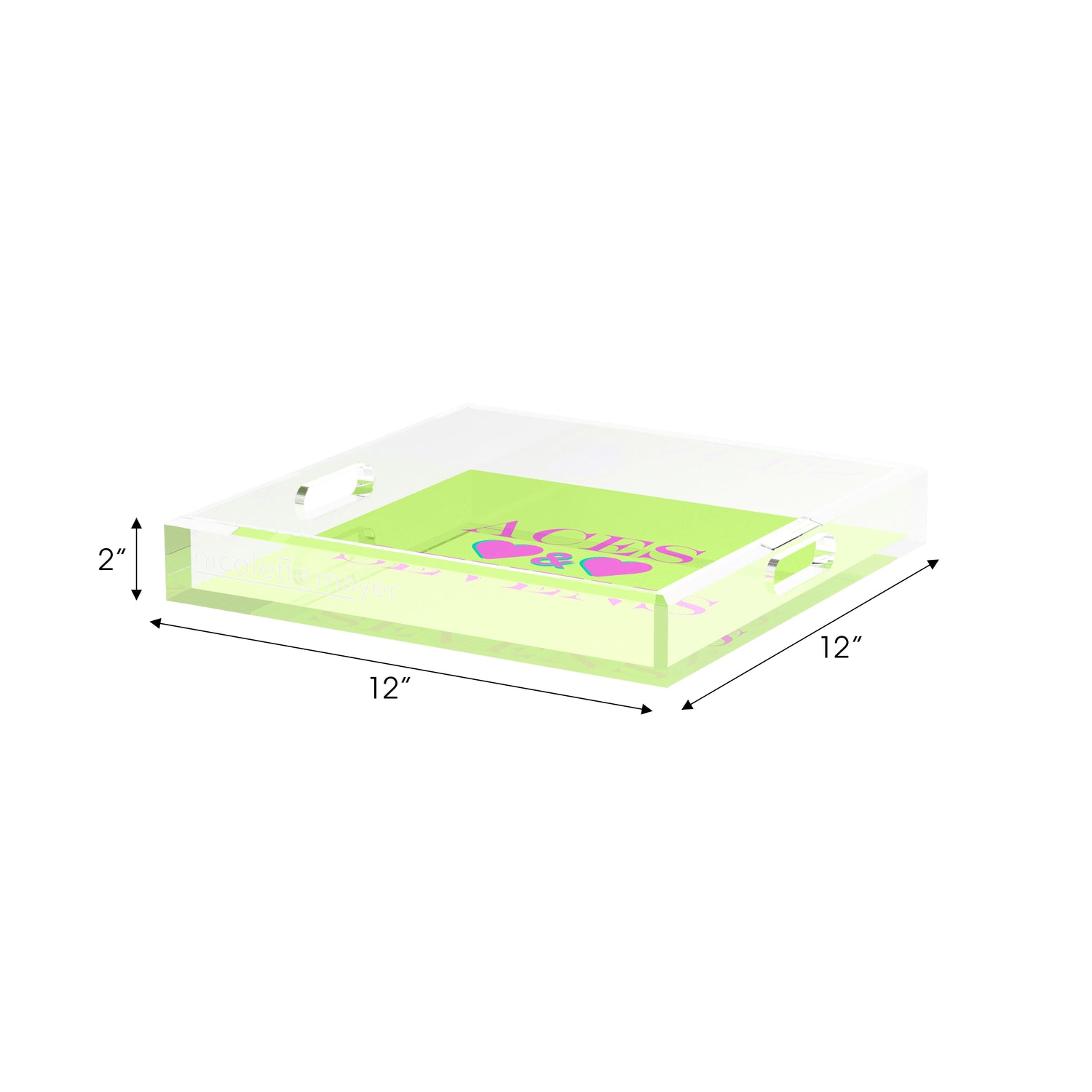 Canasta Aces and Sevens Key Lime Pink 12X12 Acrylic Tray - nicolettemayer.com 