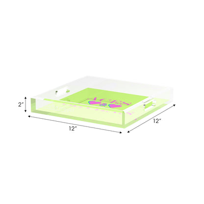Canasta Aces and Sevens Key Lime Pink 12X12 Acrylic Tray - nicolettemayer.com 
