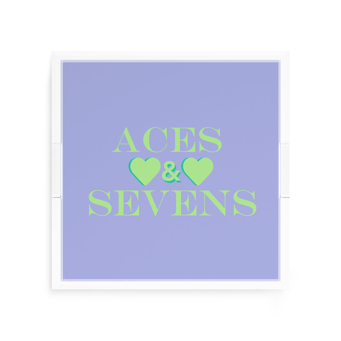 Canasta Aces and Sevens Lime Hydrangea 12X12 Acrylic Tray - nicolettemayer.com 