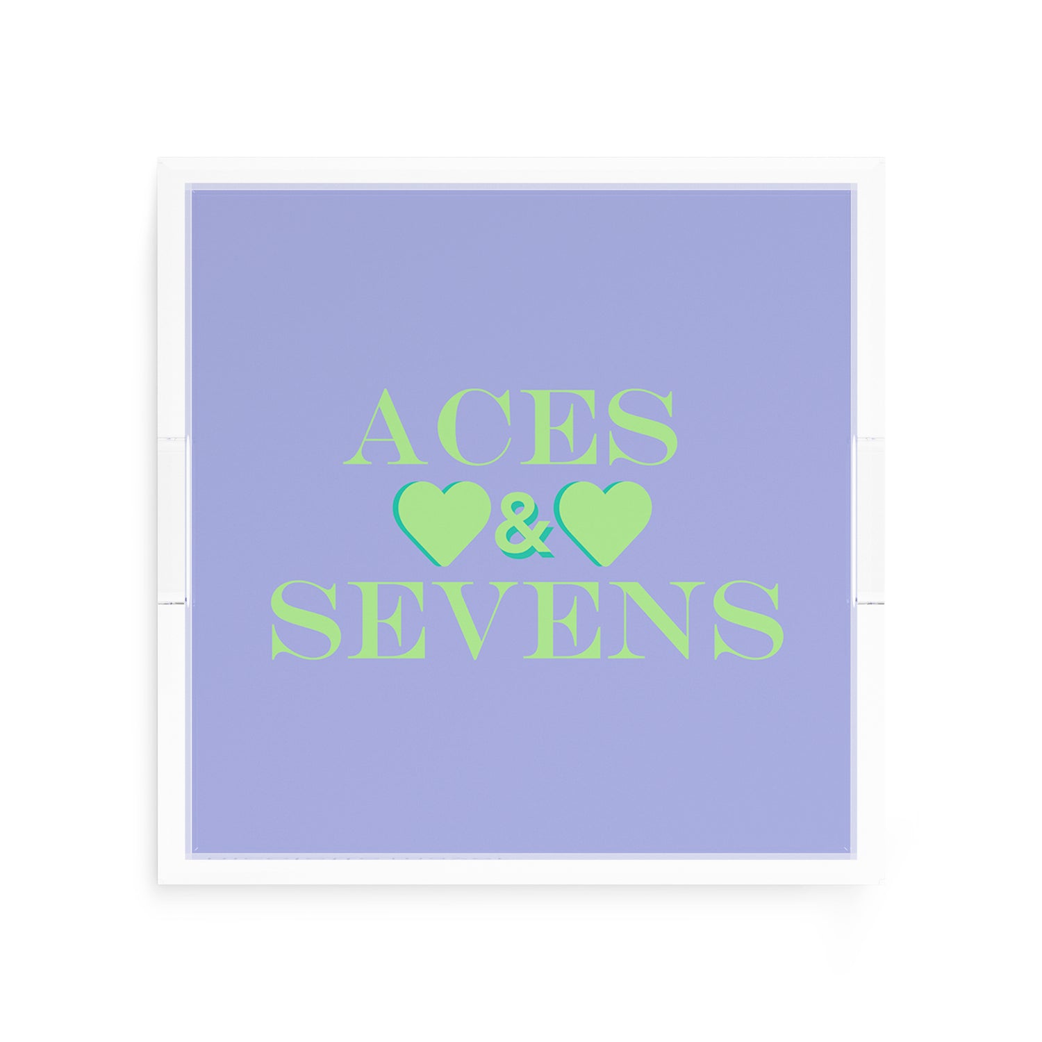 Canasta Aces and Sevens Lime Hydrangea 12X12 Acrylic Tray - nicolettemayer.com 