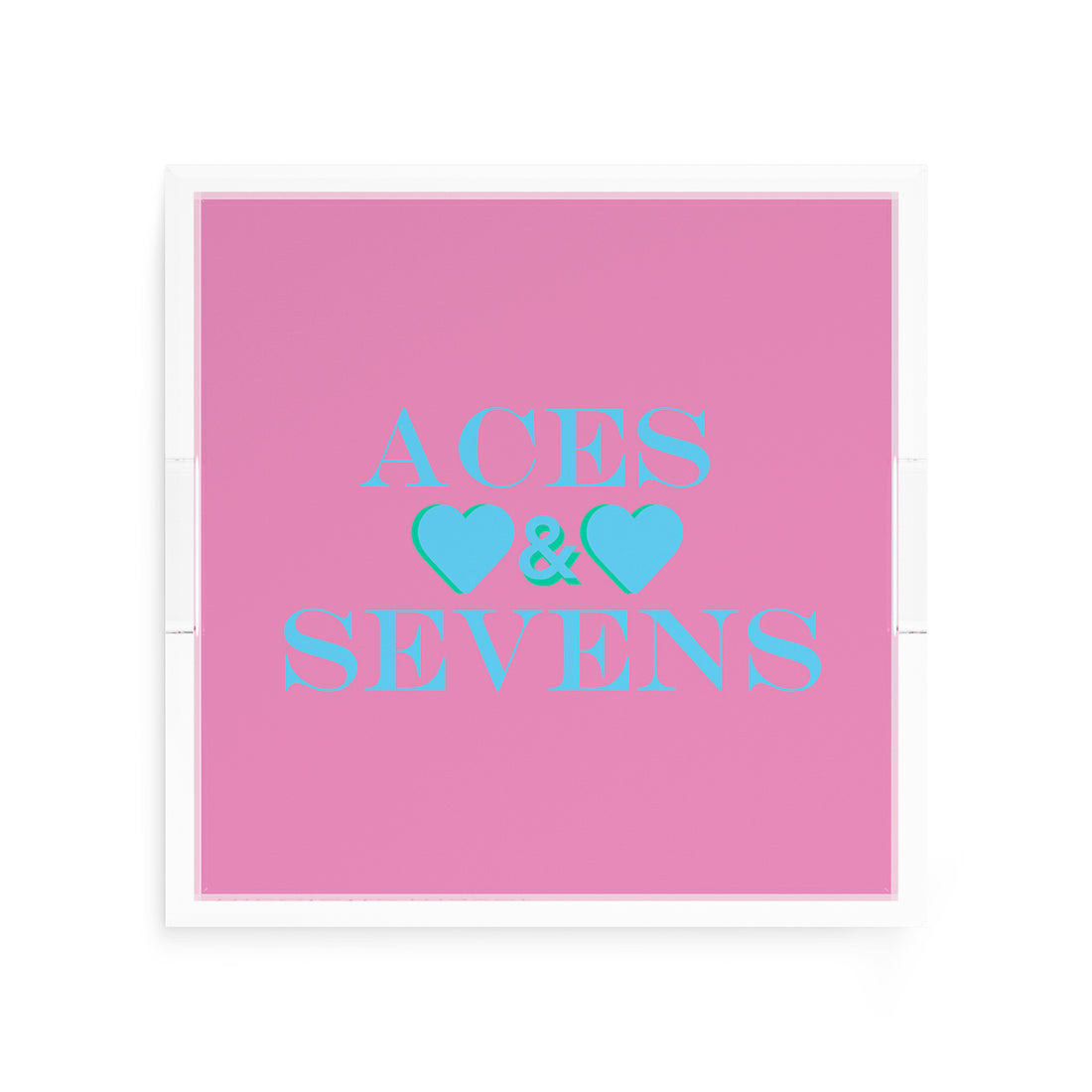 Canasta Aces and Sevens Pink Blue 12X12 Acrylic Tray - nicolettemayer.com 