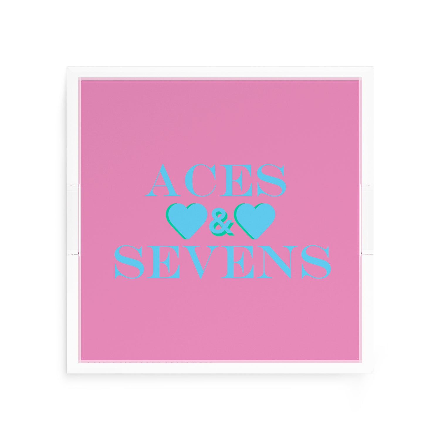 Canasta Aces and Sevens Pink Blue 12X12 Acrylic Tray - nicolettemayer.com 