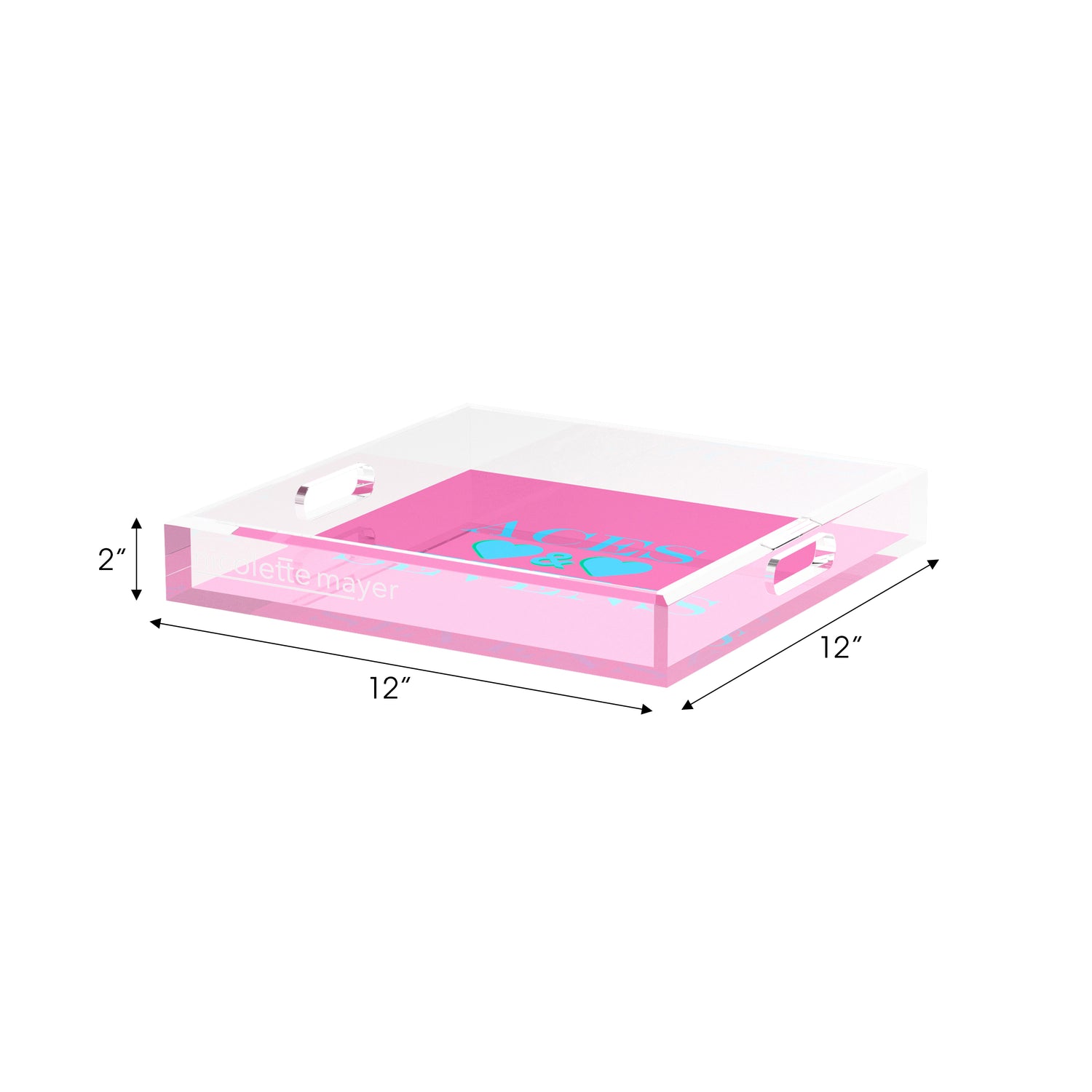 Canasta Aces and Sevens Pink Blue 12X12 Acrylic Tray - nicolettemayer.com 