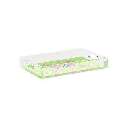 Canasta Aces And Sevens Key Lime Pink 12.5x7.75 Acrylic Tray - nicolettemayer.com 