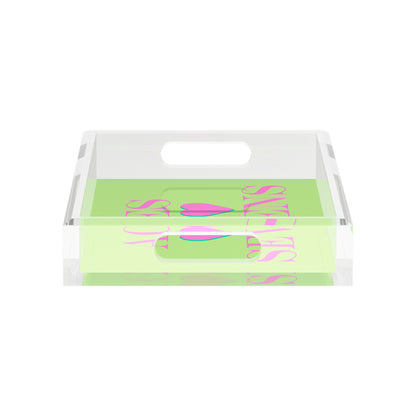 Canasta Aces And Sevens Key Lime Pink 12.5x7.75 Acrylic Tray - nicolettemayer.com 
