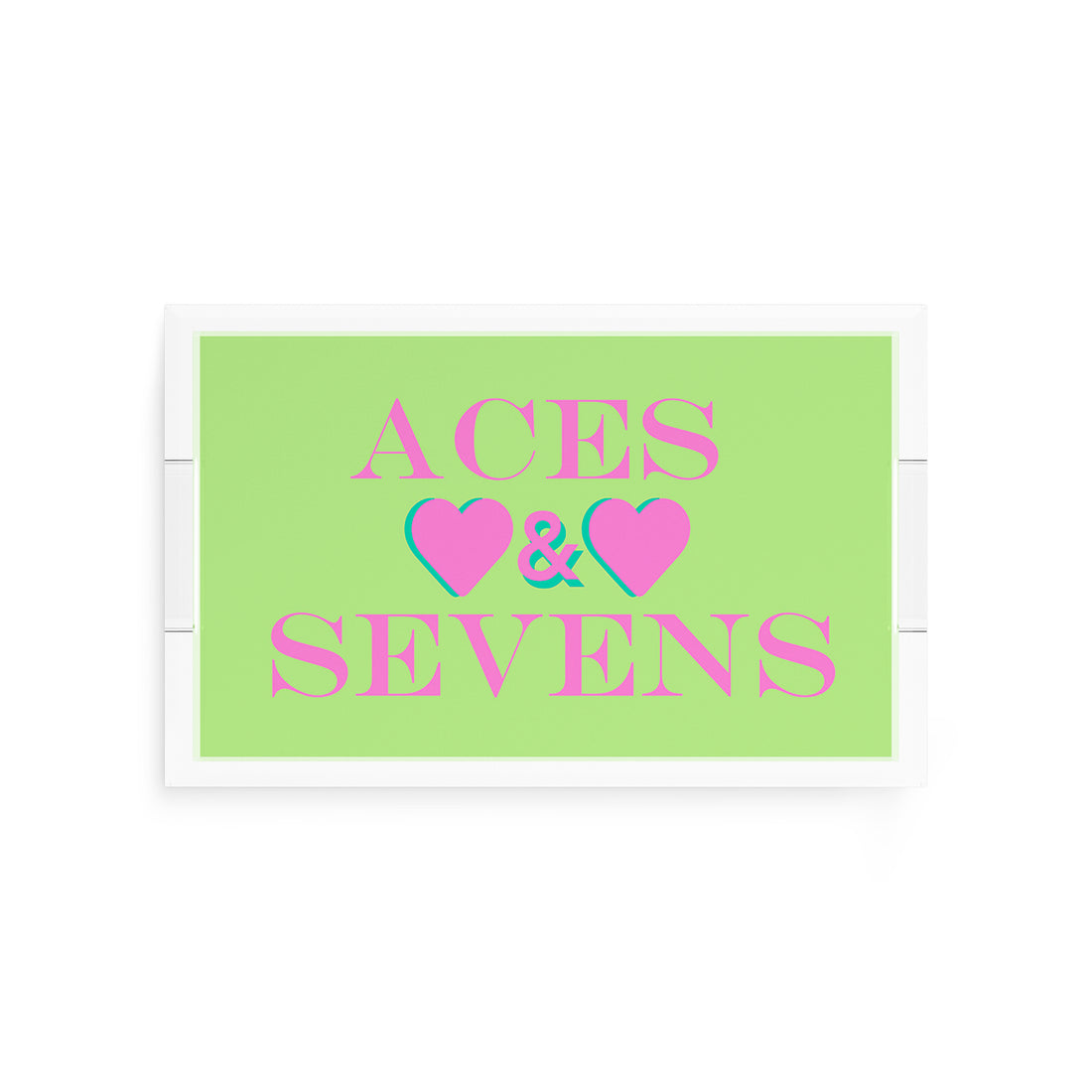 Canasta Aces And Sevens Key Lime Pink 12.5x7.75 Acrylic Tray - nicolettemayer.com 