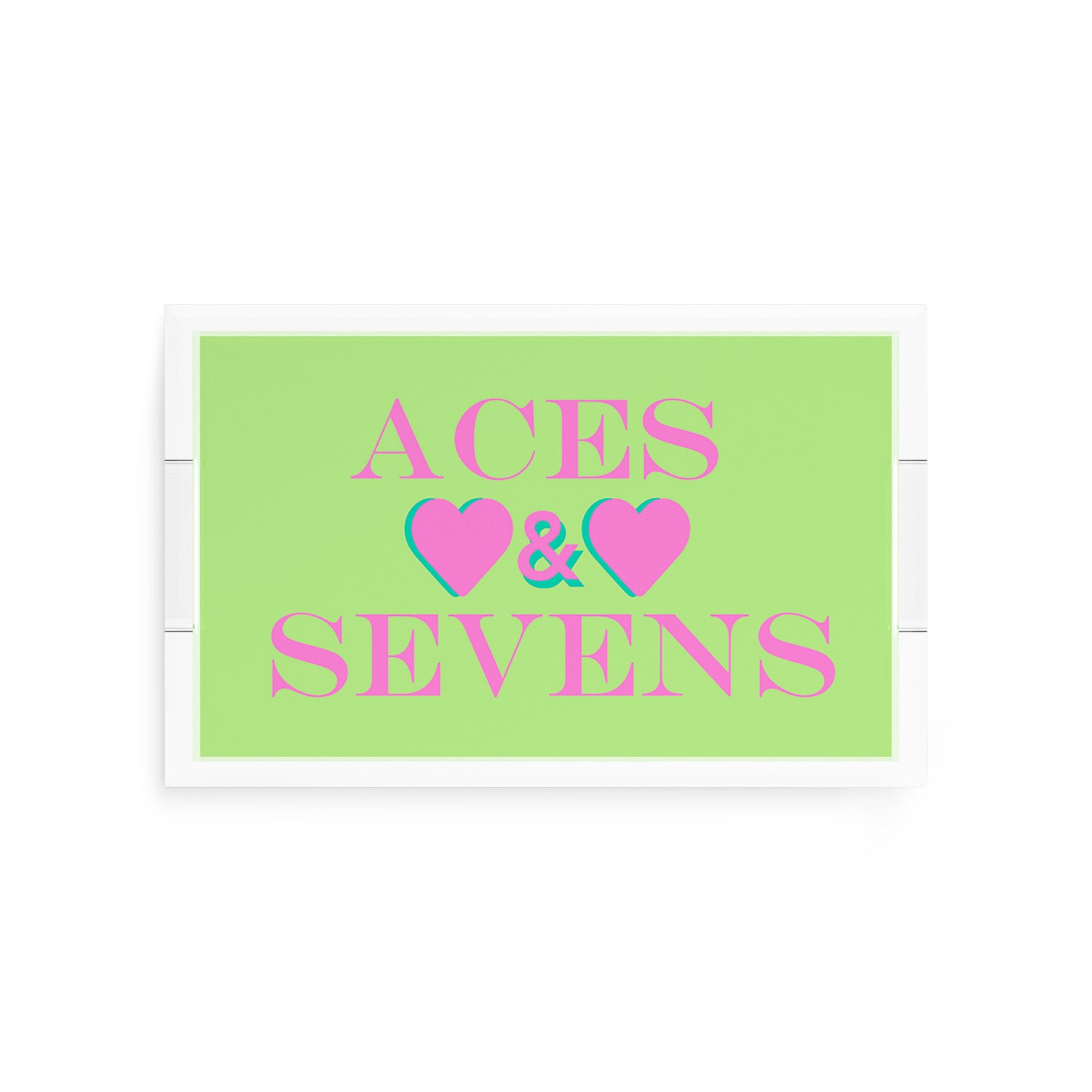 Canasta Aces And Sevens Key Lime Pink 12.5x7.75 Acrylic Tray - nicolettemayer.com 