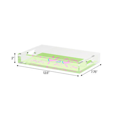 Canasta Aces And Sevens Key Lime Pink Set of 3 Acrylic Tray - nicolettemayer.com 