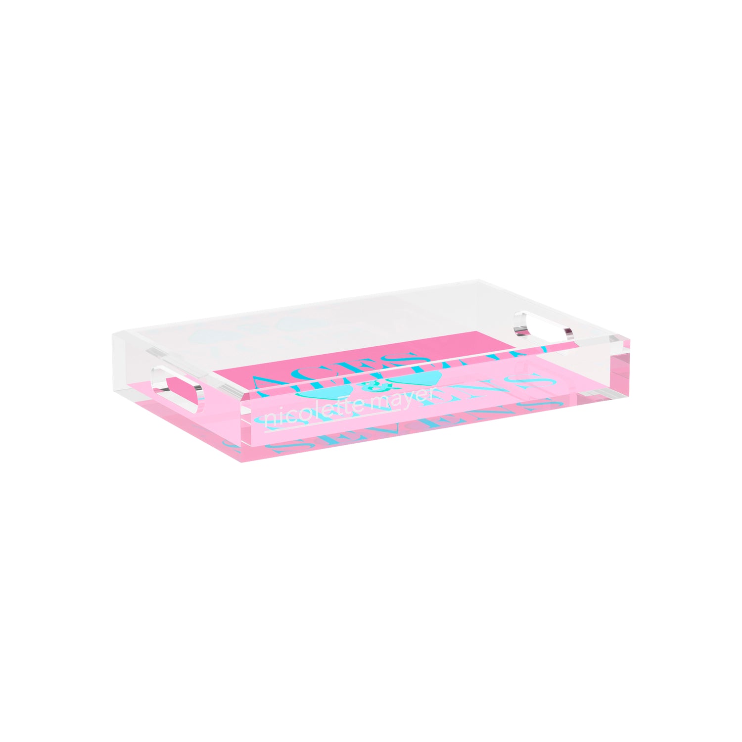 Canasta Aces And Sevens Pink Blue 12.5x7.75 Acrylic Tray - nicolettemayer.com 