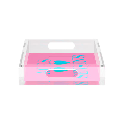 Canasta Aces And Sevens Pink Blue 12.5x7.75 Acrylic Tray - nicolettemayer.com 