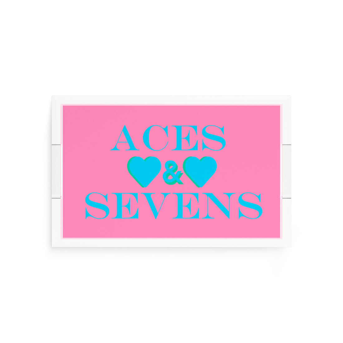 Canasta Aces And Sevens Pink Blue 12.5x7.75 Acrylic Tray - nicolettemayer.com 