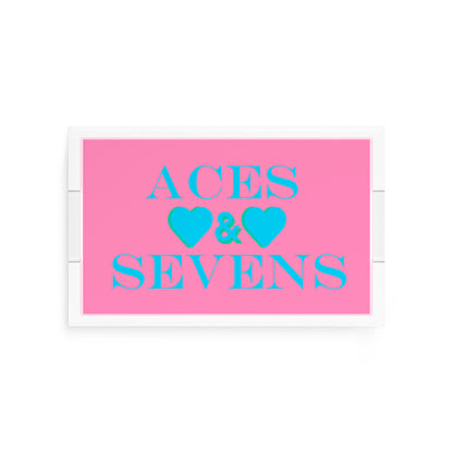 Canasta Aces And Sevens Pink Blue 12.5x7.75 Acrylic Tray - nicolettemayer.com 