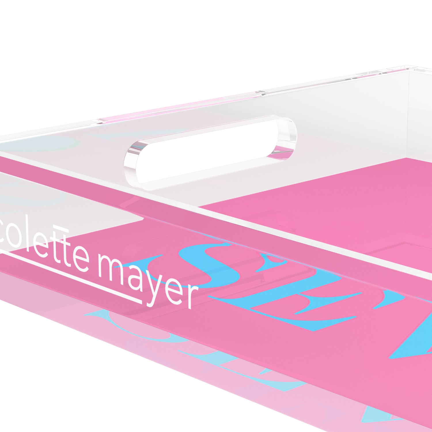 Canasta Aces And Sevens Pink Blue 12.5x7.75 Acrylic Tray - nicolettemayer.com 