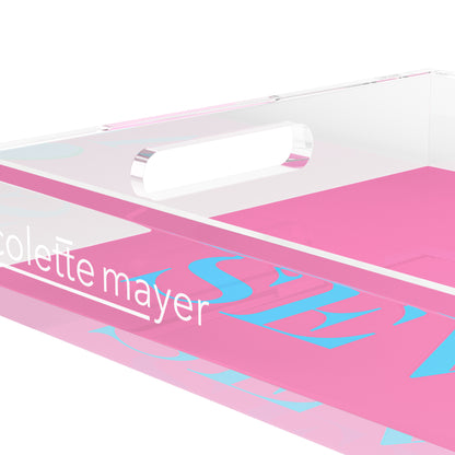 Canasta Aces And Sevens Pink Blue 12.5x7.75 Acrylic Tray - nicolettemayer.com 