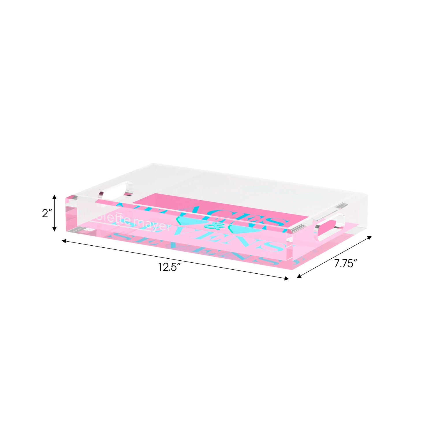 Canasta Aces And Sevens Pink Blue Set of 3 Acrylic Tray - nicolettemayer.com 