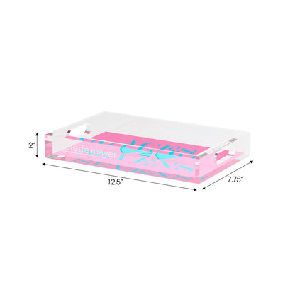 Canasta Aces And Sevens Pink Blue Set of 3 Acrylic Tray - nicolettemayer.com 