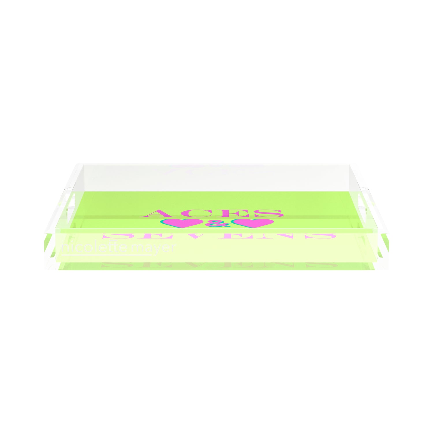 Canasta Aces and Sevens Key Lime Pink 15X15 Acrylic Tray - nicolettemayer.com 