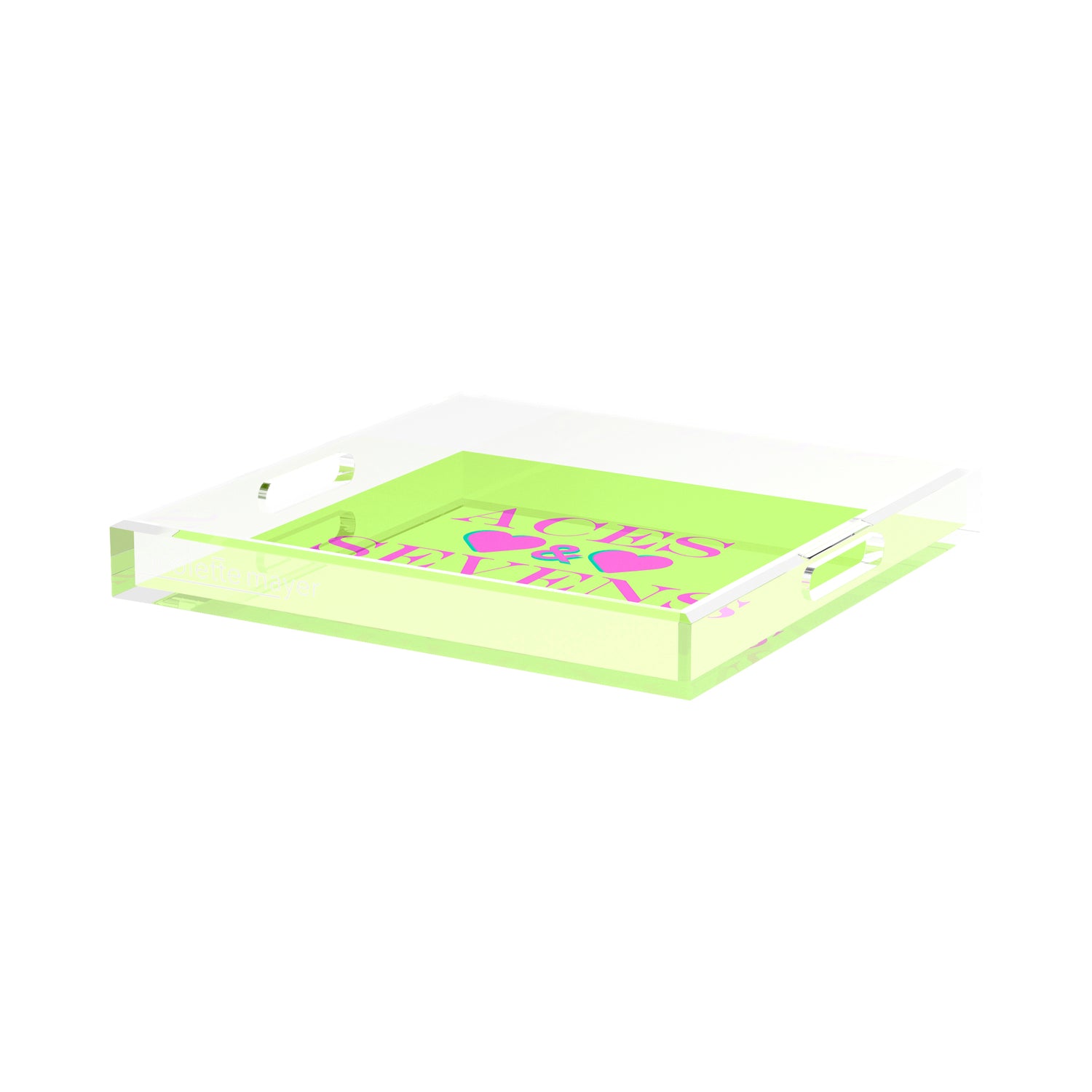 Canasta Aces and Sevens Key Lime Pink 15X15 Acrylic Tray - nicolettemayer.com 
