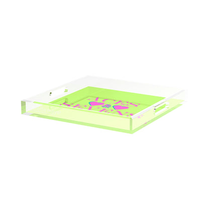 Canasta Aces and Sevens Key Lime Pink 15X15 Acrylic Tray - nicolettemayer.com 
