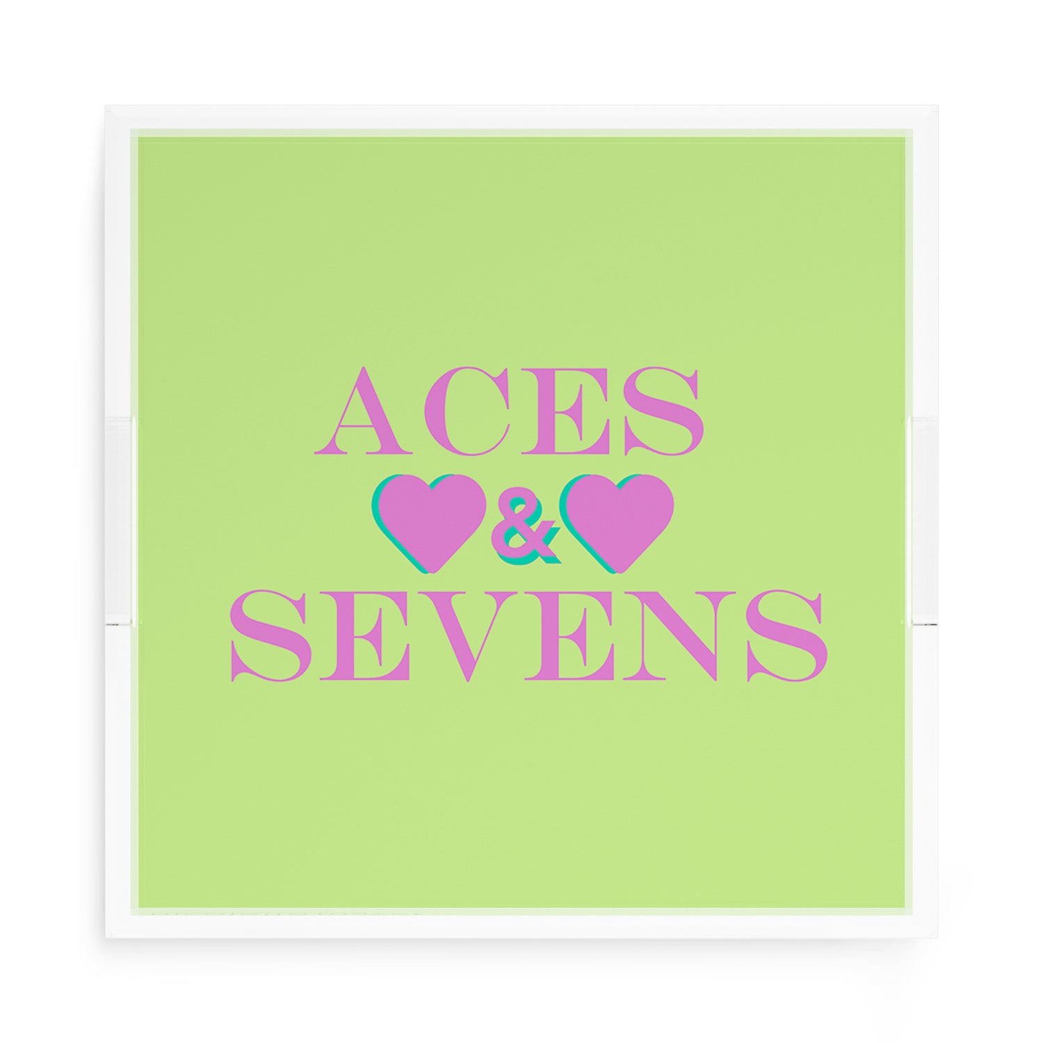 Canasta Aces and Sevens Key Lime Pink 15X15 Acrylic Tray - nicolettemayer.com 