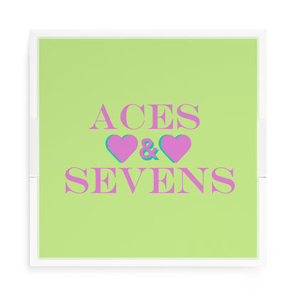 Canasta Aces and Sevens Key Lime Pink 15X15 Acrylic Tray - nicolettemayer.com 