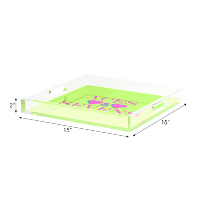 Canasta Aces and Sevens Key Lime Pink 15X15 Acrylic Tray - nicolettemayer.com 