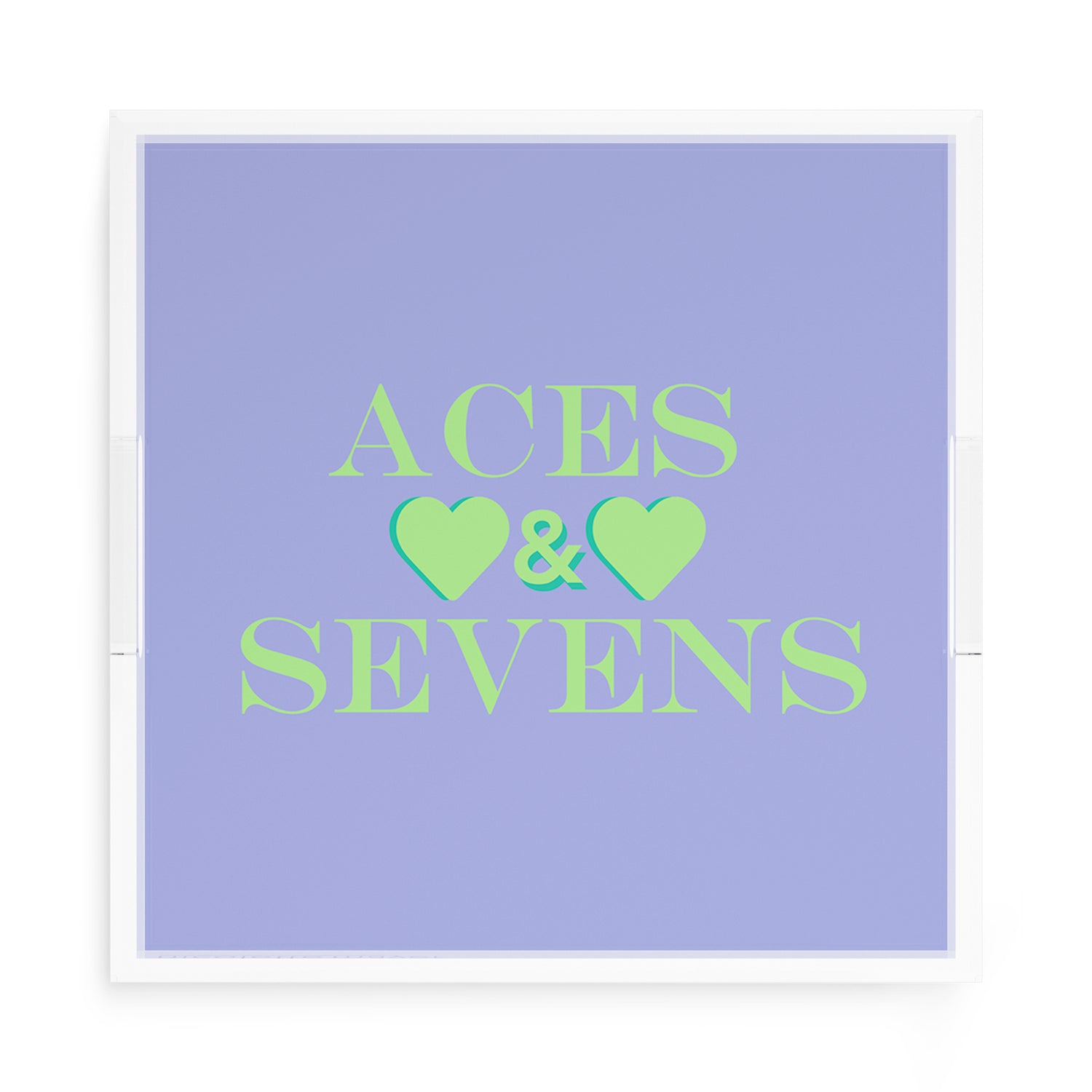 Canasta Aces and Sevens Lime Hydrangea 15X15 Acrylic Tray - nicolettemayer.com 